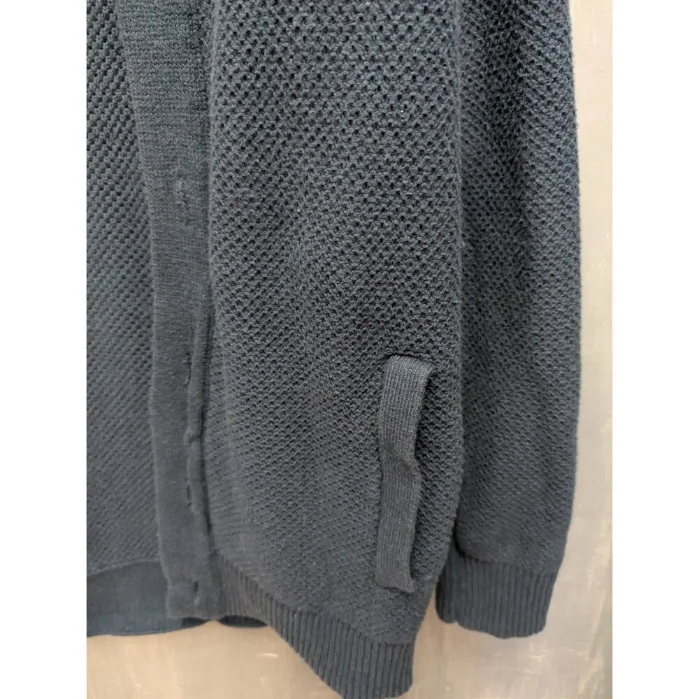 Banana Republic Mens L Shawl Collar Heavy Knit Ribbed Blue Cardigan Grandpacore